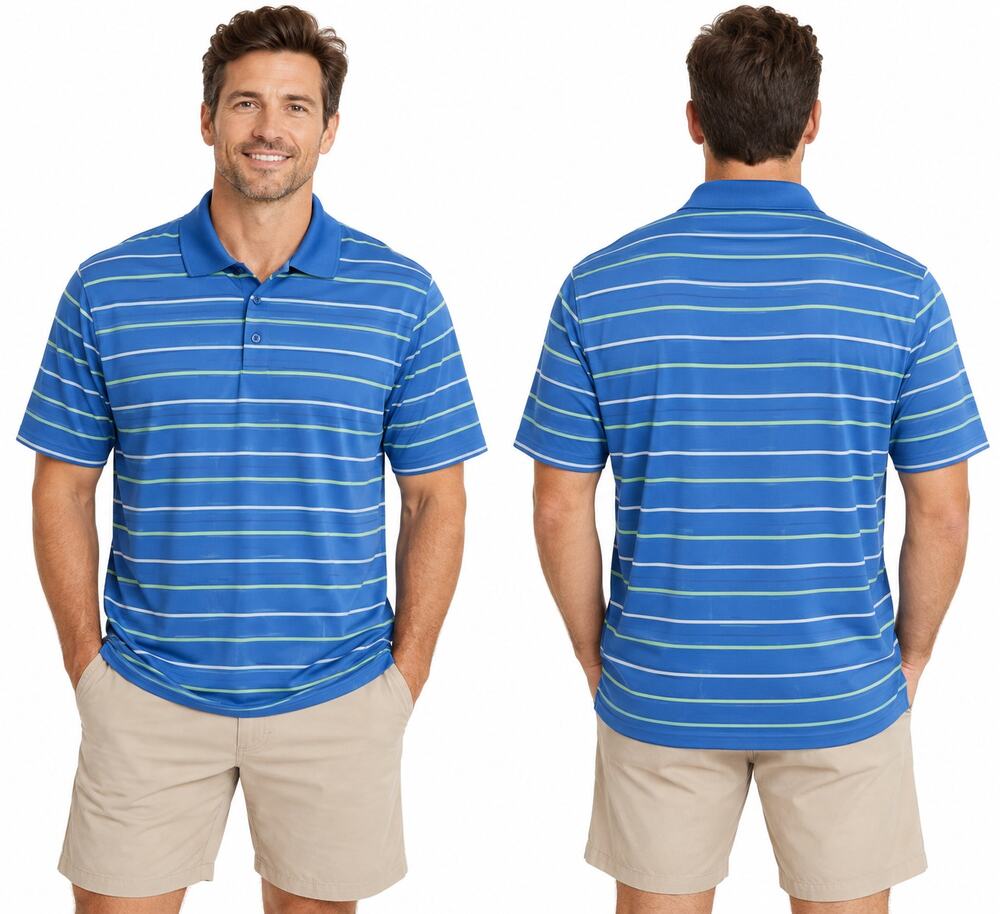 Tommy Armour Dri-Logic Polo Shirt Men's XXL Blue Stripe Golf Performance